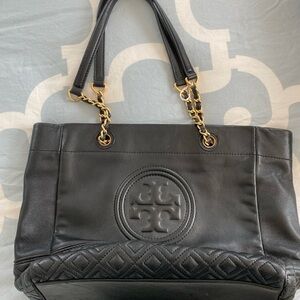 Tory Burch black leather tote